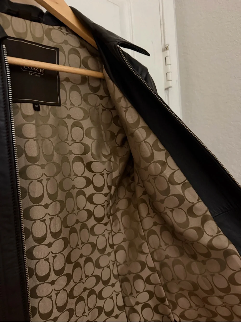 Coach Brown Leather Jacket with Signature Tan Lining